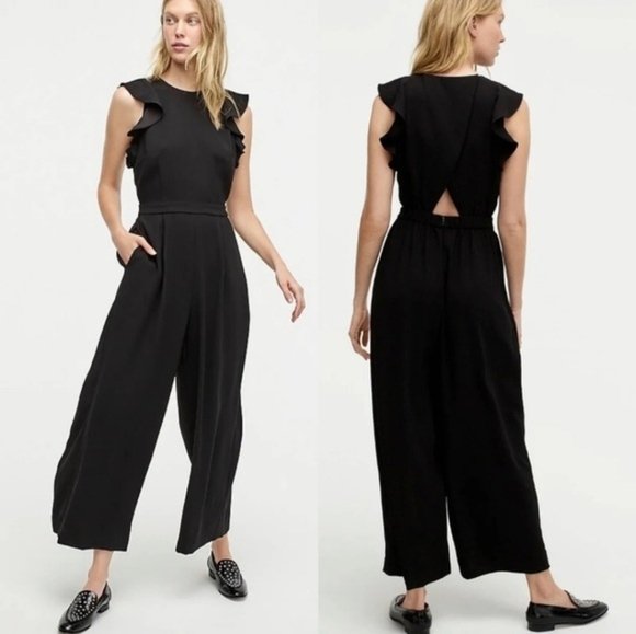 J. Crew Pants - J. Crew Black Ruffle Jumpsuit